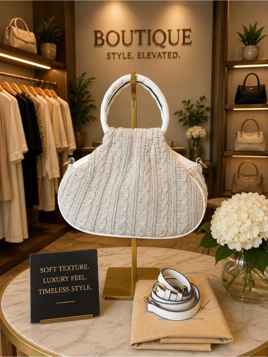 Patricia Nash Handbags - Patricia Nash Cream Cable-Knit Top-Handle Shoulder Bag